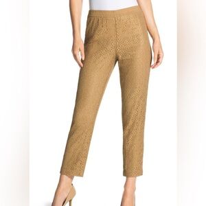 Chicos Pull On Lace Pants Ankle 00 Arabian Camel Tan XS